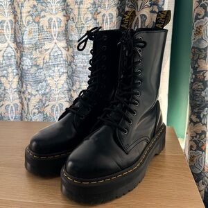 Dr Martens 100% Black Leather Combat Boots